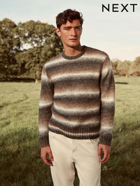 Brown Relaxed Ombre Crew Neck Jumper (922783) | €17.50