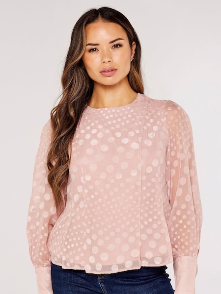 Apricot Pink Jacquard Graduating Dot Blouse (922980) | €18.50