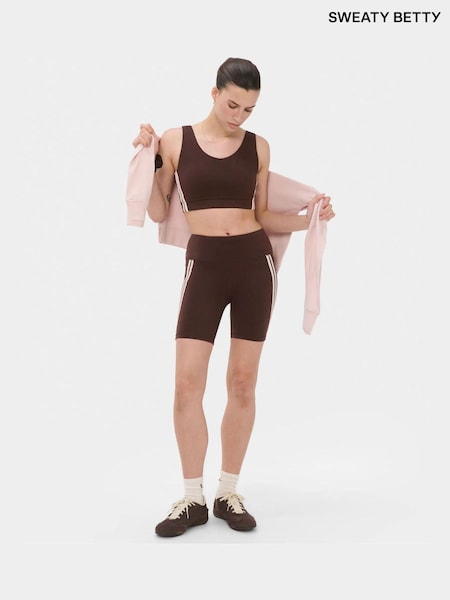 Brūna krāsa - Sweaty Betty Power Side Tape Biker Shorts