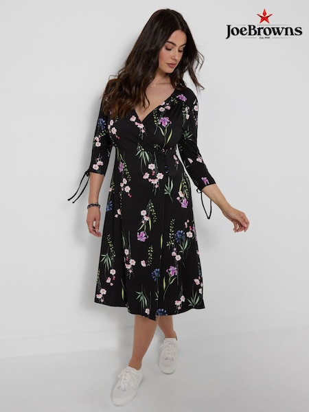 Black - Joe Browns Falling Florals V- Neck Jersey Dress