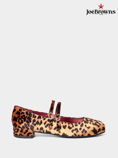 Animal - Joe Browns Leopard Lou Double Strap Mary Jane Flat Shoes