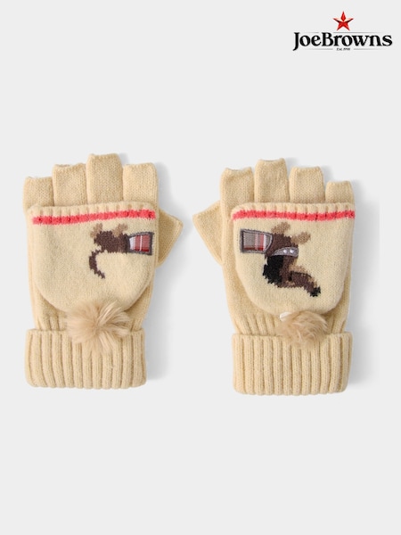 Cream - Joe Browns Checked Out Sausage Gloves