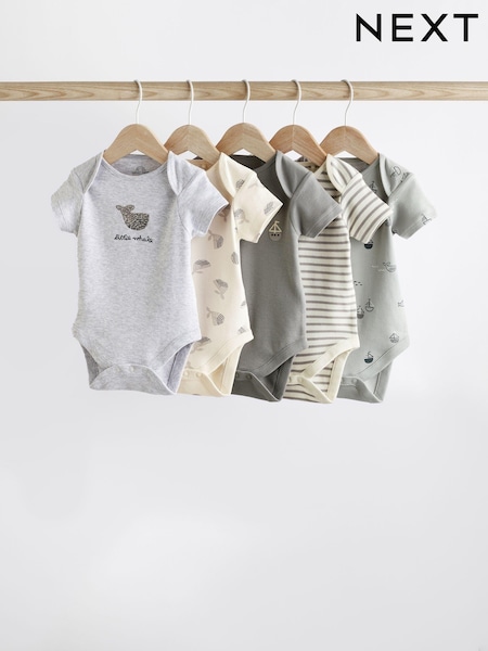Grau/Wal - Baby Short Sleeve Cotton Bodysuits 5 Pack (923754) | 18 € - 19 €