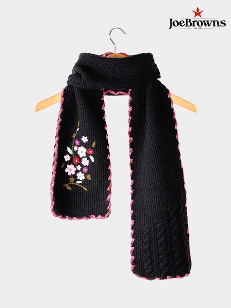Black - Joe Browns Pretty Floral Embroidered Knit Scarf