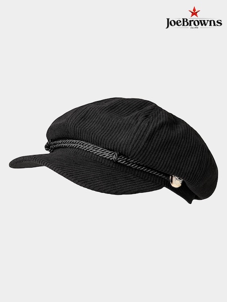 Negro - Gorra Baker Boy clásica de pana de Joe Browns