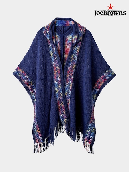 Blue - Joe Browns Nomad Fringe Hooded Cape