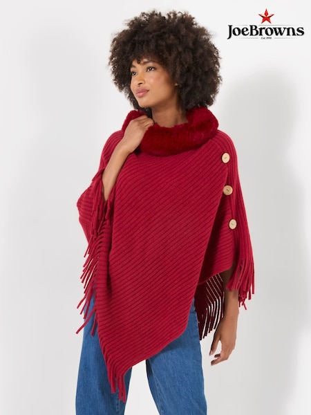 Red - Joe Browns Winter Romance Faux Fur Poncho