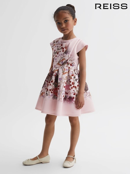 Reiss Multi Tammy 4-9 yrs Scuba Floral Printed Dress (924088) | AED396