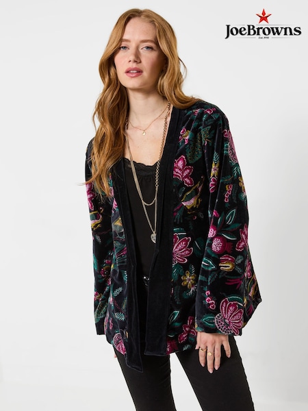 Black - Joe Browns In The Bloom Velvet Kimono