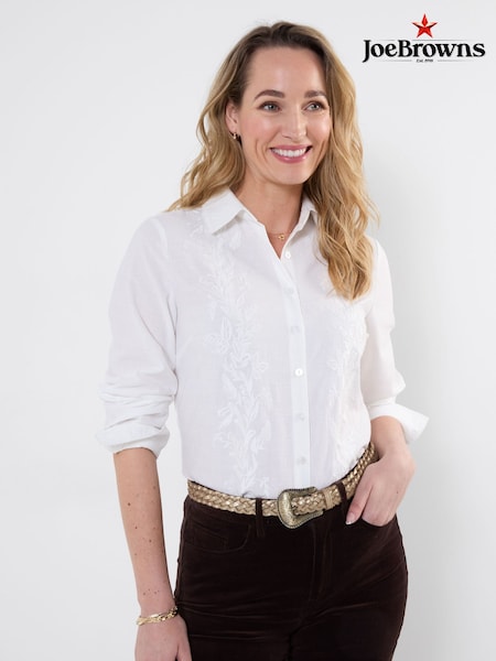 Ақ - Joe Browns Isabella Embroidered Collared Shirt