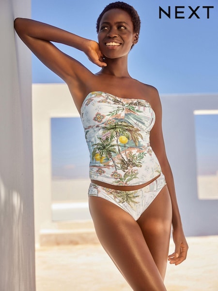 Zitronen-Landschaftsprint - Wide Strap Tummy Control Bandeau Tankini Top (924264) | 23 €