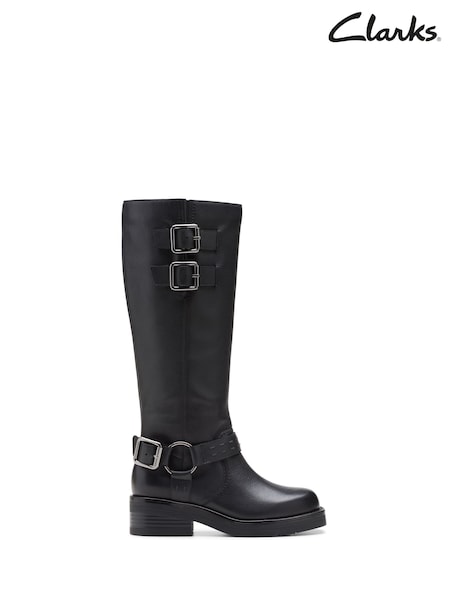 Clarks Black Leather Rebelle Long Boots (924304) | €114