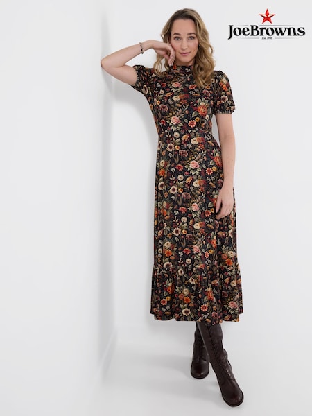 Black - Joe Browns Autumn Florals High Neck Jersey Maxi Dress