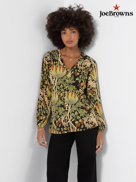 Жасыл - Joe Browns Imogen Printed V-neck Button Through Blouse