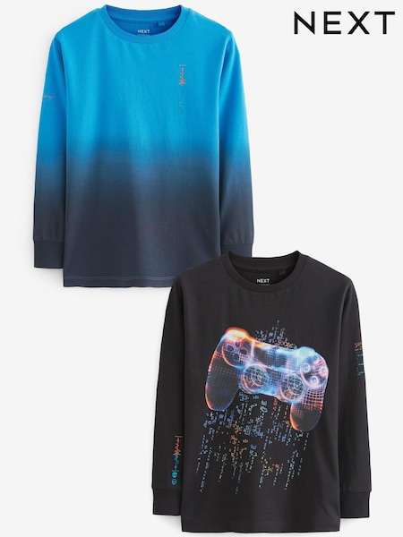 Črna/modra gaming - Long Sleeve Graphic T-Shirts 2 Pack (3-16yrs) (924403) | € 20 - € 28