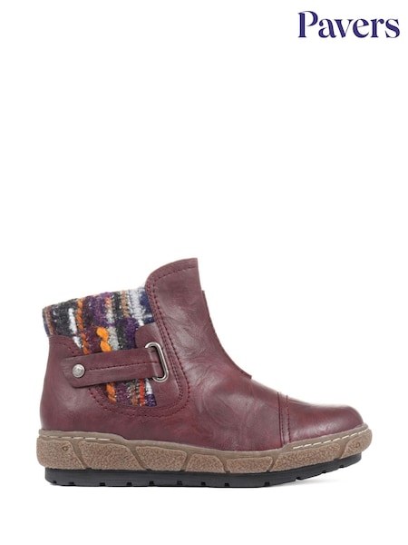 Pavers Red Ladies Wide Fit Ankle Boots (924717) | €60