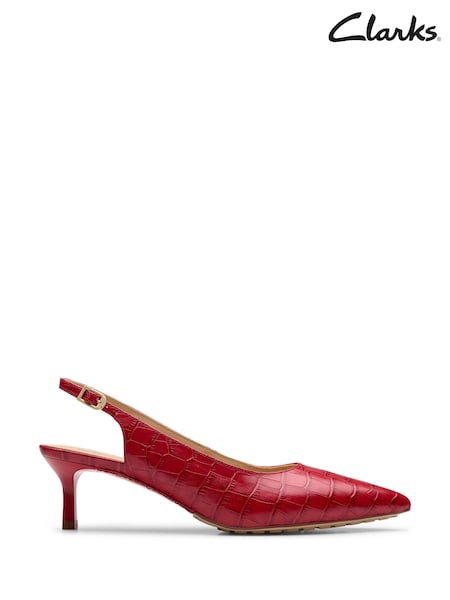 Roșu - Pantofi Clarks Adela Sling din piele (924779) | 354 LEI