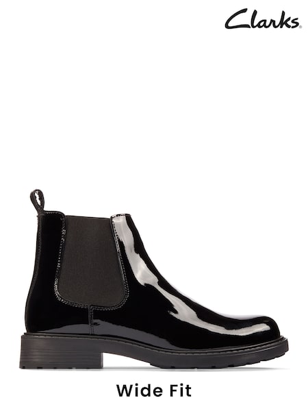 Clarks Black Wide Fit (G) Patent Orinoco2 Lane Boots (924901) | €72