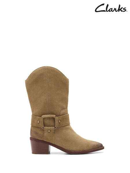 Piele întoarsă maro - Cizme Western Morzine Rise Clarks din piele (925106) | 543 LEI