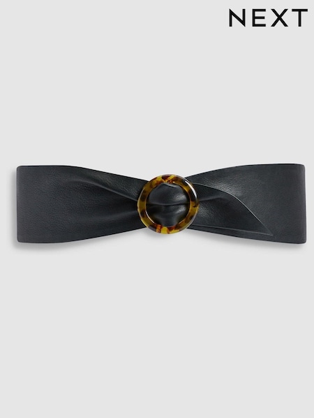 Black Leather Tort Buckle Waist Belt (925190) | €7