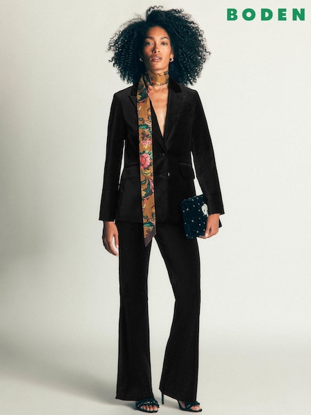 Black - Boden Flare Velvet Trousers