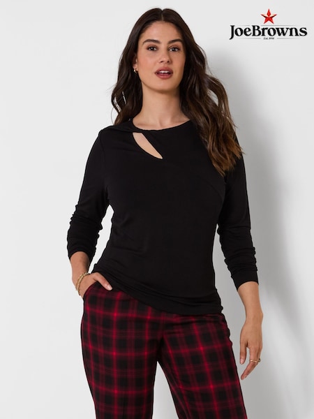 Black - Joe Browns Serena Long Sleeve Jersey Top With Cut Out Detail