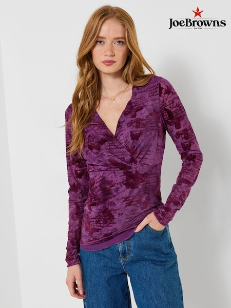 Lila - Joe Browns Butterfly Scripture Mesh Wrap Top