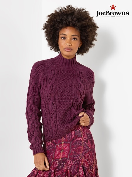 Violets - Joe Browns Freya Cable Knit High Neck Jumper