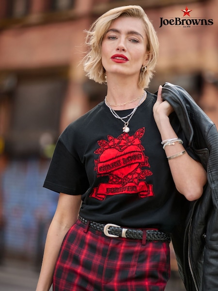 Negro - Joe Browns Short Sleeve Love Forever Embroidered T-shirt