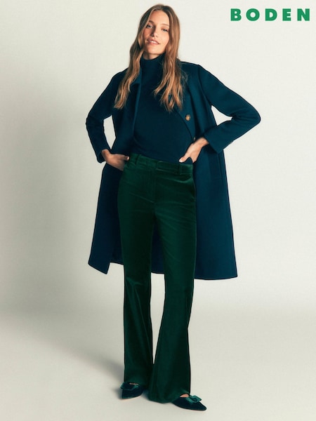 Verde - Pantalones acampanados de terciopelo Boden