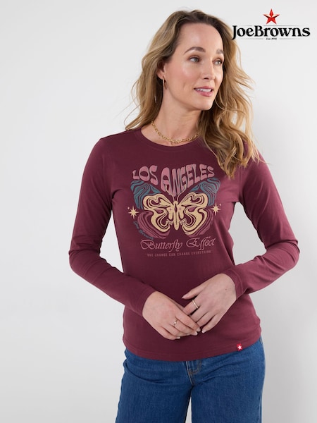 Red - Joe Browns Long Sleeve Butterfly Graphic T-shirt