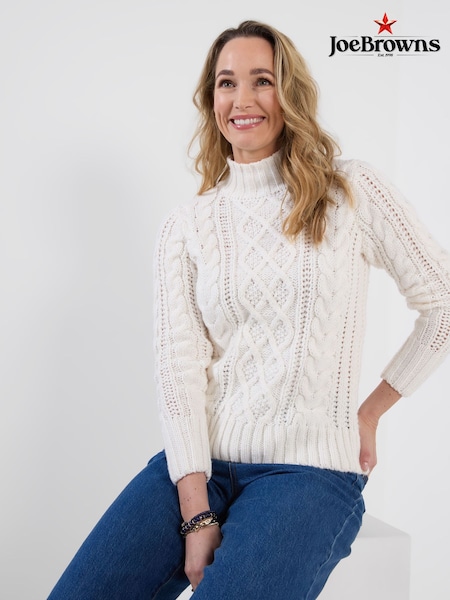 Crema - Joe Browns Cosy Cable Knit Alto Neck Jumper