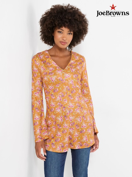 Yellow - Joe Browns Anna Ditsy Floral V-neck Tunic Top