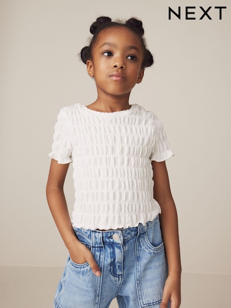 White Textured Top (3-16yrs) (926147) | AED14 - AED24