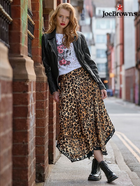 Animal - Joe Browns Leopard Print Maxi Skirt With Lace Hem Detail