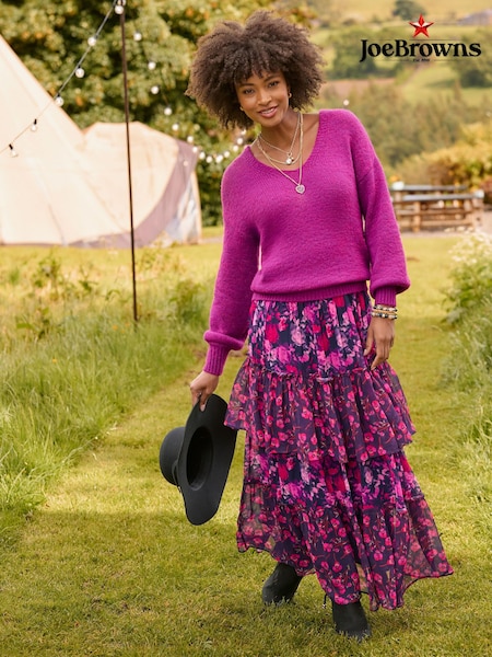 Purple - Joe Browns Floral Tiered Frill Maxi Skirt