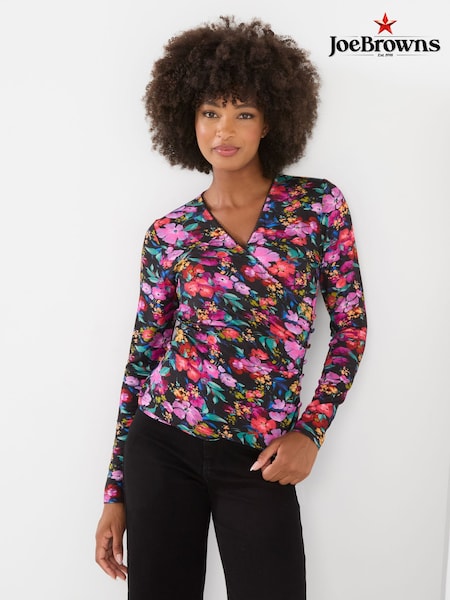 Rot - Joe Browns Floral Printed Jersey Wrap Front Top