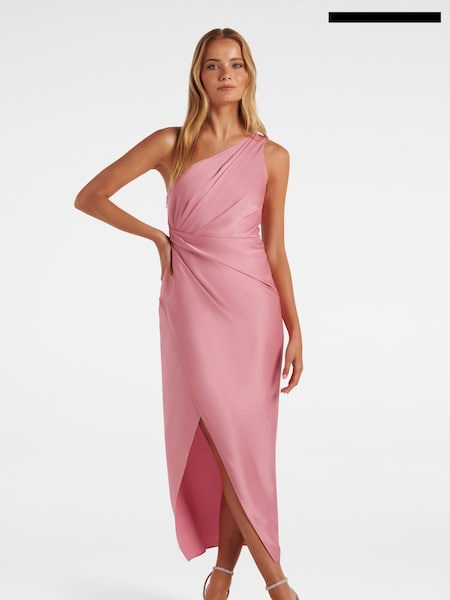 Forever New Pink Light Melissa One Shoulder Satin Dress (926224) | €75
