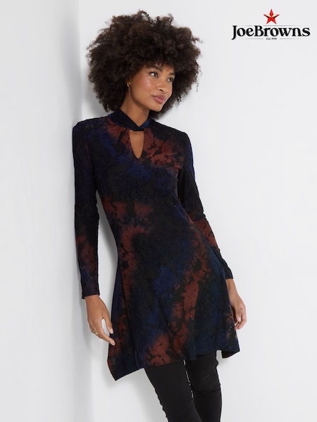 Blue - Joe Browns High Neck Floral Jacquard Tunic Top