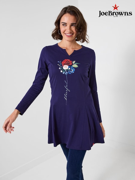 Blue - Joe Browns Blissful Stem Flower Graphic Longline Top
