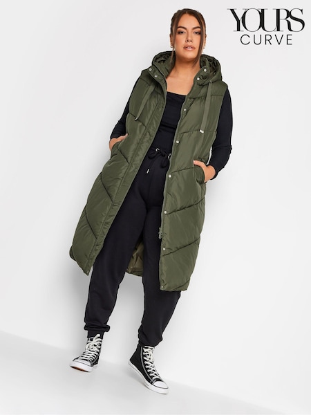 Yours Curve Green Chevron Heavyweight Longline Gilet (926934) | €41.50