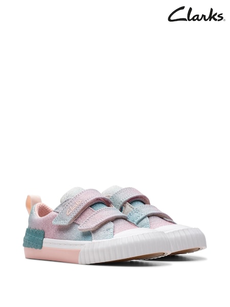 Clarks Pink/White Standard Fit (F) Foxingbrill Toddler Canvas Shoes (927162) | €37