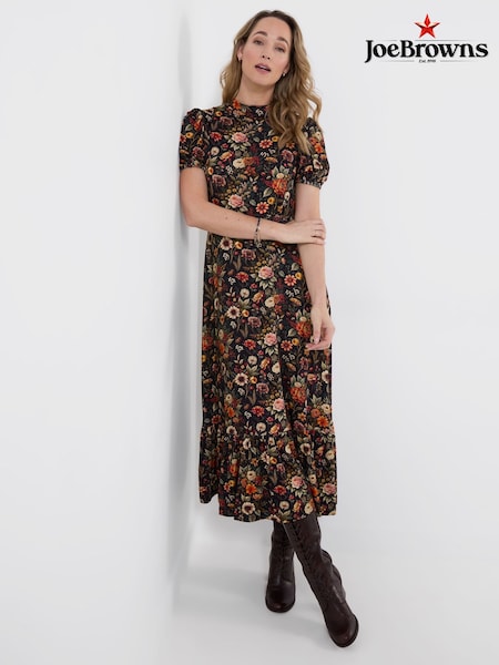 Black - Joe Browns Autumn Florals High Neck Jersey Maxi Dress