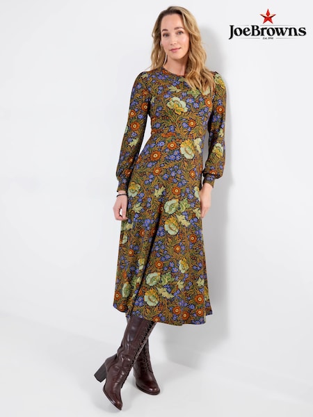 Green - Joe Browns Vintage Florals Long Sleeve Jersey Maxi Dress