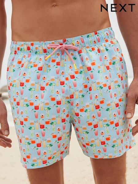 Light Blue Mini Cocktail Regular Fit Printed Swim Shorts (927559) | €11.50