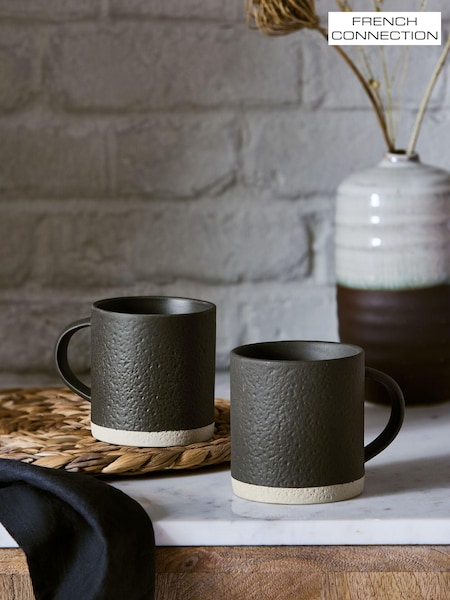 French Connection Set of 2 Black Zinc Mugs (927591) | €27