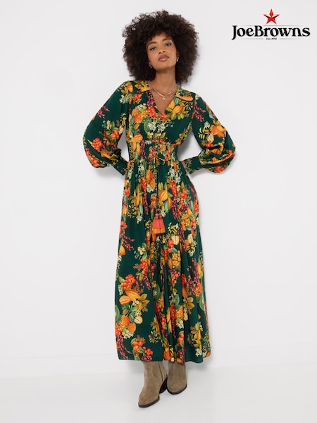 Green - Joe Browns Selena Fruity Long Sleeve Maxi Dress