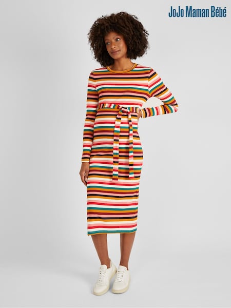 JoJo Maman Bébé Multi Stripe Ribbed Jersey Maternity Dress (927747) | €57