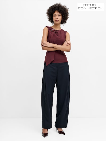 Svart - French Connection Aira Front And Back Pleated Trousers