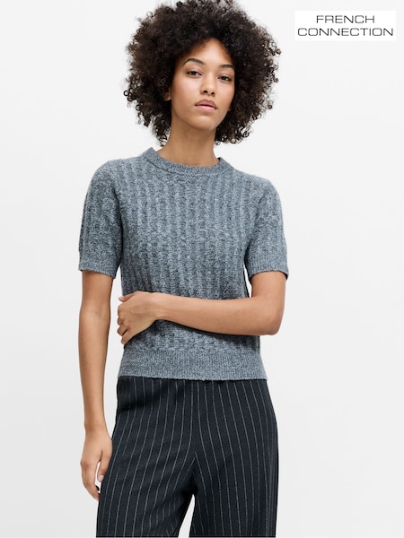 Black - French Connection Kezia Twist Short Sleeve Jumper